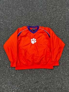 Team Edition Apparel Clemson Tigers V-Neck Windbreaker Pullover Jacket Size S